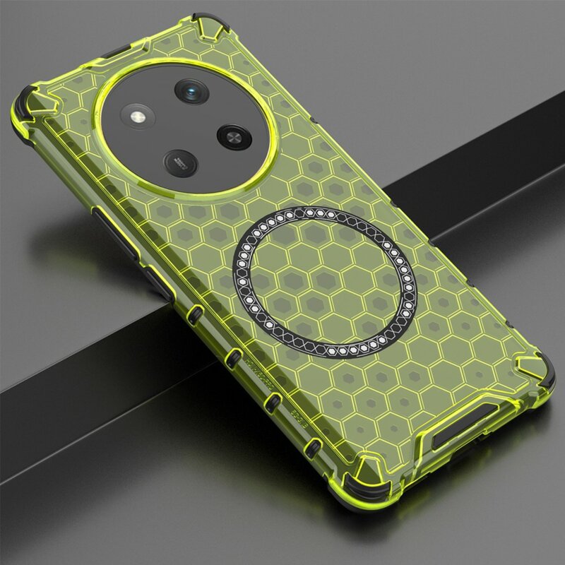 Husa transparenta Honor Magic7 Lite Techsuit HoneyComb Shield MagSafe, verde