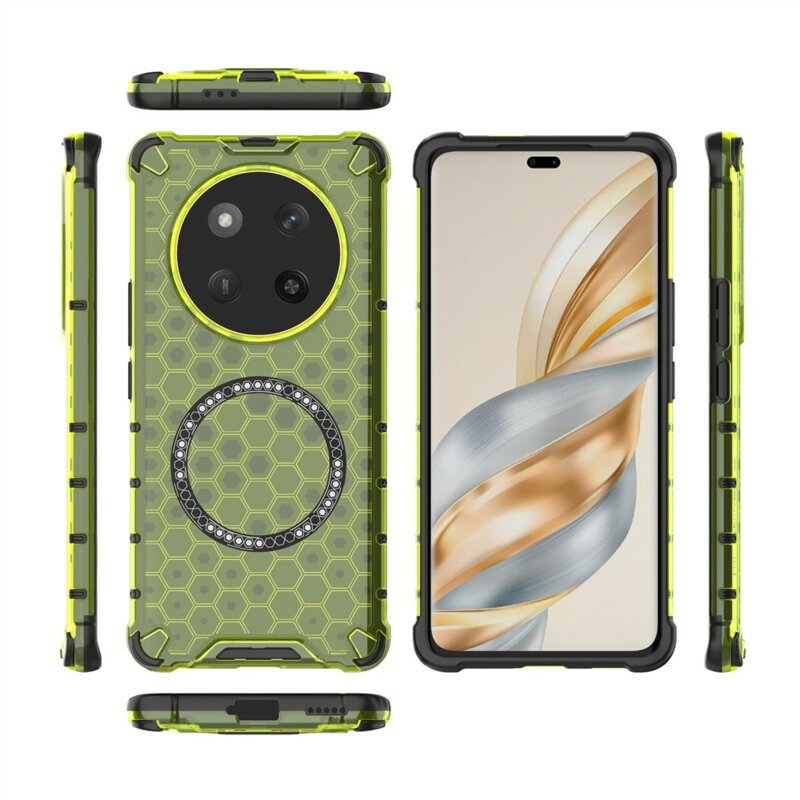 Husa transparenta Honor X9c Techsuit HoneyComb Shield MagSafe, verde