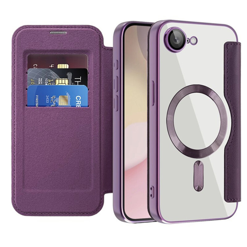 Husa iPhone 16e Techsuit SmartMag Book Case, mov
