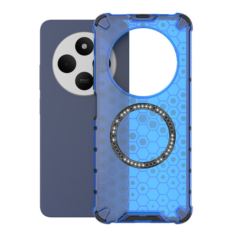 Husa transparenta Xiaomi Redmi 14C Techsuit HoneyComb Shield MagSafe, albastru