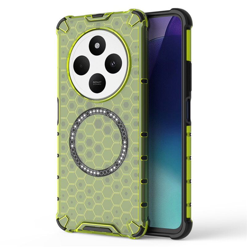 Husa transparenta Xiaomi Redmi 14C Techsuit HoneyComb Shield MagSafe, verde