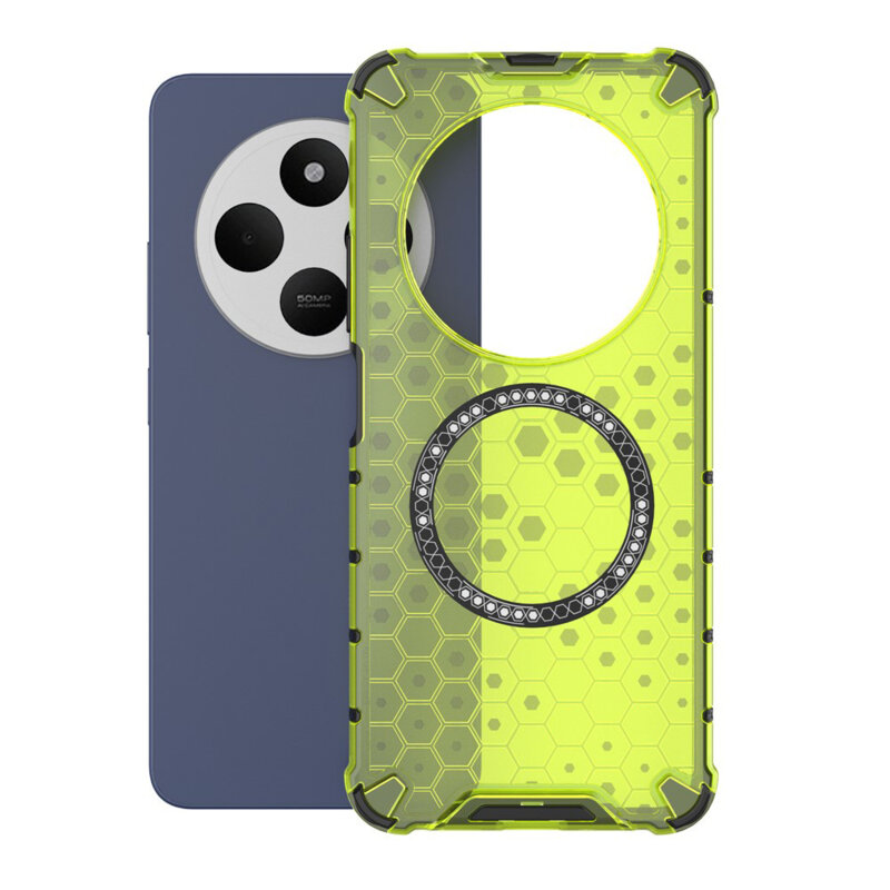 Husa transparenta Xiaomi Redmi 14C Techsuit HoneyComb Shield MagSafe, verde