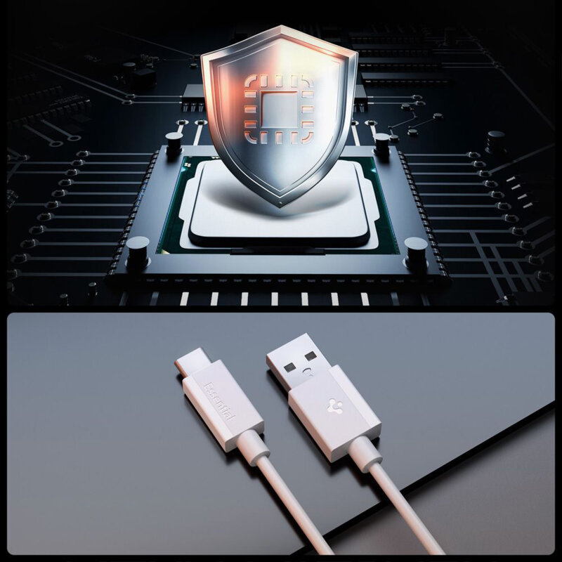 Cablu USB, Type-C Fast Charge Spigen, 60W, 2m, alb, EB6020AC