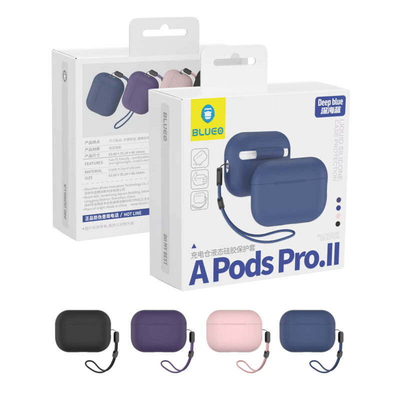 Husa AirPods Pro 2 Blueo Liquid Silicone, albastru