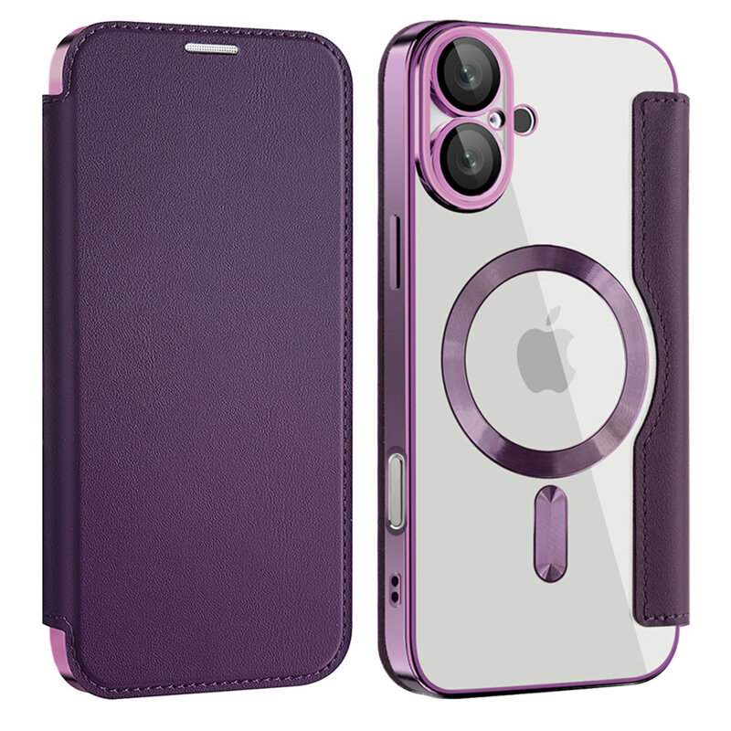 Husa iPhone 16 Techsuit SmartMag Book Case, mov