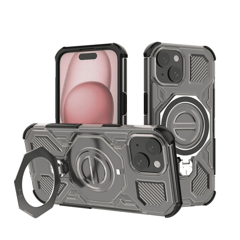 Husa iPhone 15 Techsuit Carbon Shield PRO, fumuriu