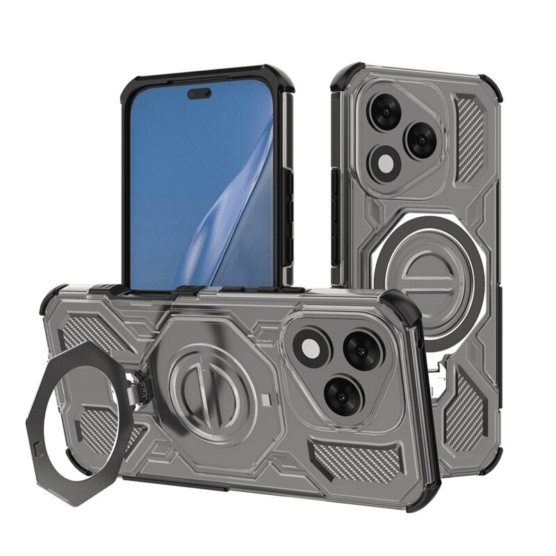 Husa Honor 400 Lite Techsuit Carbon Shield PRO, fumuriu