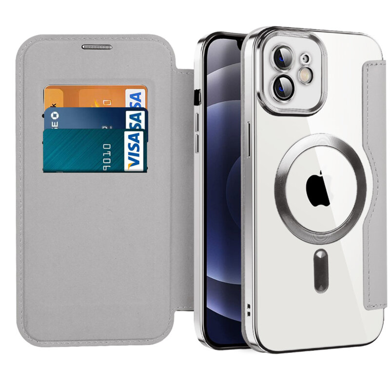 Husa iPhone 12 Techsuit SmartMag Book Case, gri