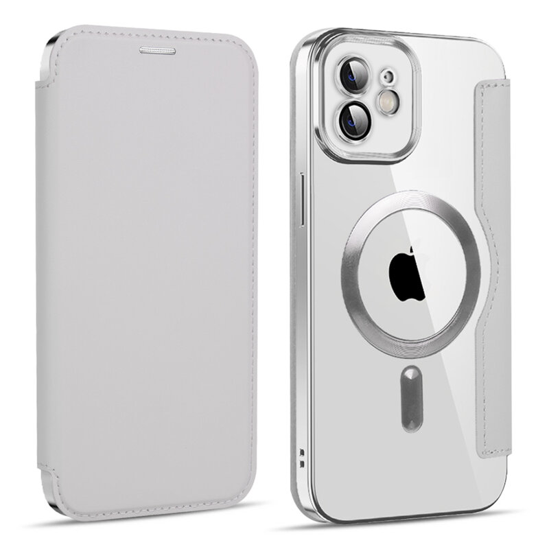 Husa iPhone 12 Techsuit SmartMag Book Case, gri