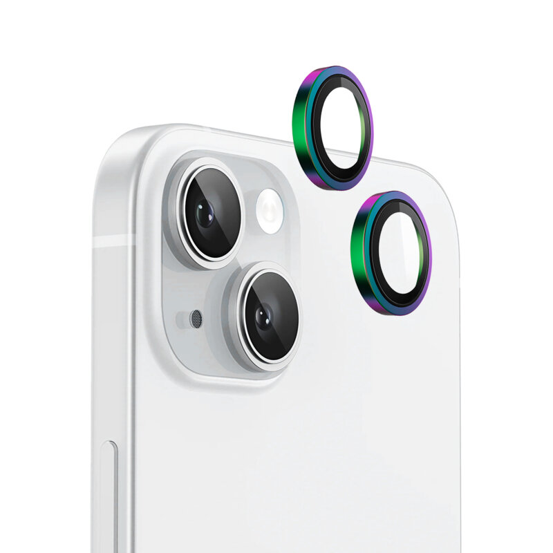 Folie iPhone 15 Plus Blueo Original Metal Frame Lens Protector, colorat