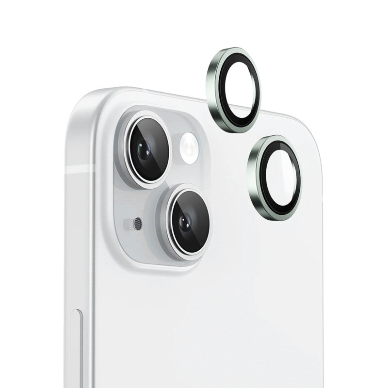 Folie iPhone 15 Plus Blueo Original Metal Frame Lens Protector, verde