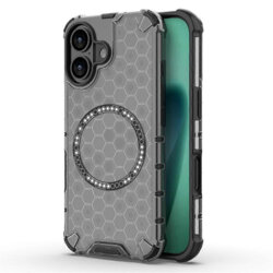 Husa transparenta iPhone 17 Techsuit HoneyComb Shield MagSafe, negru