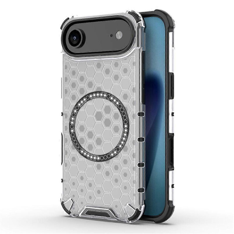 Husa transparenta iPhone 17 Air Techsuit HoneyComb Shield MagSafe, alb
