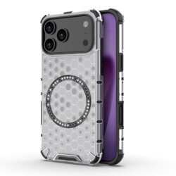 Husa transparenta iPhone 17 Pro Techsuit HoneyComb Shield MagSafe, alb