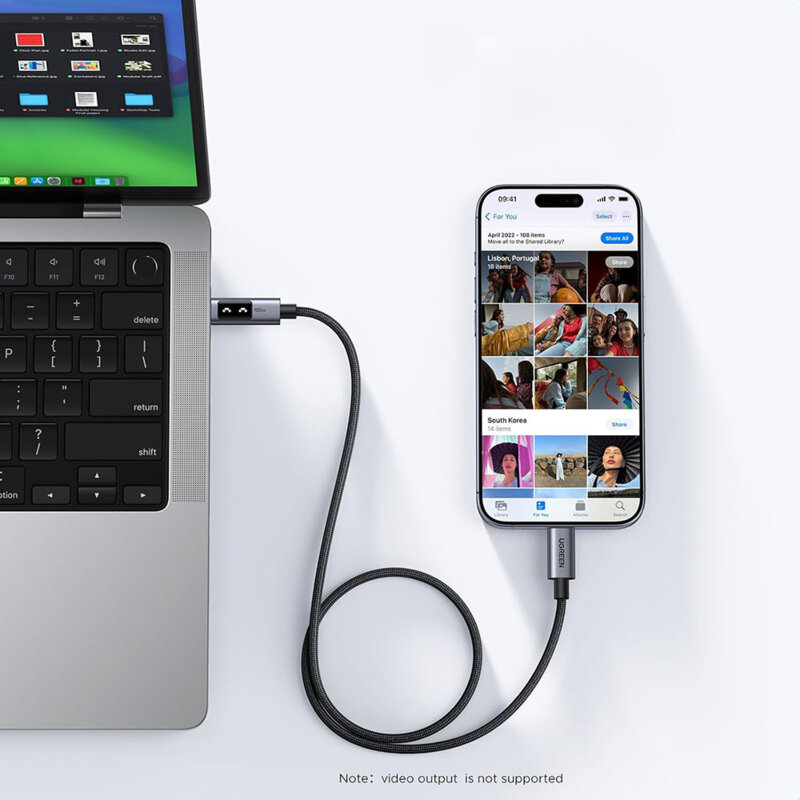 Cablu incarcare Type-C 100W, 5A, 0.5m Ugreen, gri, 45612