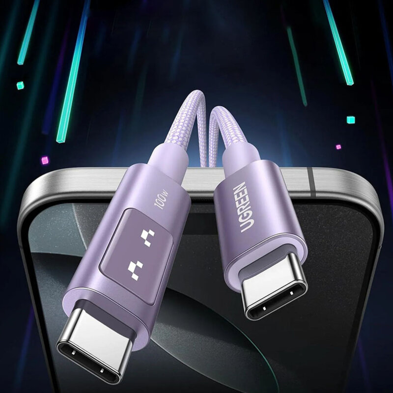 Cablu incarcare Type-C 100W, 5A, 0.5m Ugreen, gri, 45612