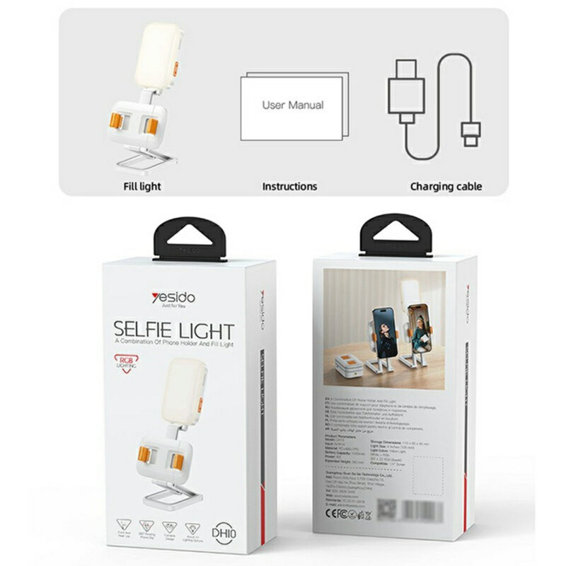 Suport de telefon pentru birou cu lumina LED Yesido DH10, alb