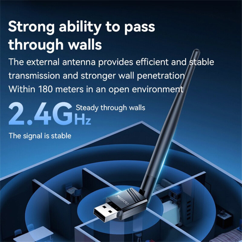 Adaptor Wi-Fi USB cu antena Yesido WP11, 150Mbps, negru