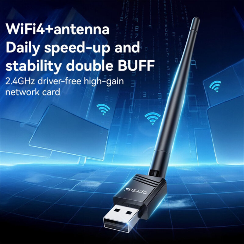Adaptor Wi-Fi USB cu antena Yesido WP11, 150Mbps, negru