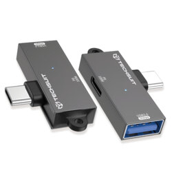 Adaptor Type-C USB-A PD100W Techusit DataBlitz A21, gri