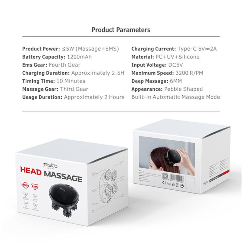 Masajer electric portabil cu 4 viteze Yesido MG04, negru