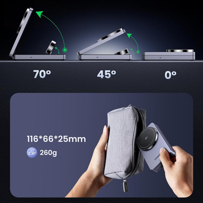 Statie de incarcare 3in1 Qi2 + incarcator priza, 25W, Ugreen, gri, 45025