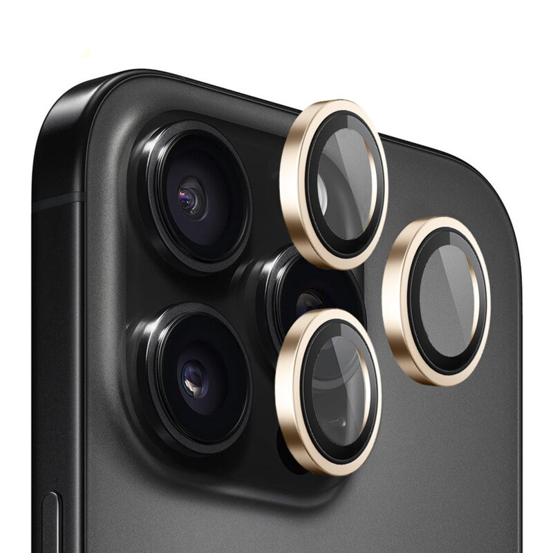 Folie iPhone 13 Pro Blueo Original Metal Frame Lens Protector, auriu