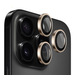 Folie iPhone 16 Pro Blueo Original Metal Frame Lens Protector, Golden Titanium