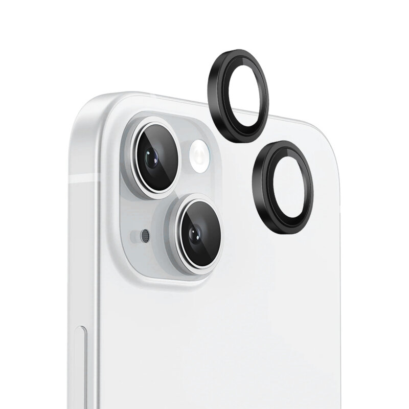 Folie iPhone 15 Plus Blueo Original Metal Frame Lens Protector, negru
