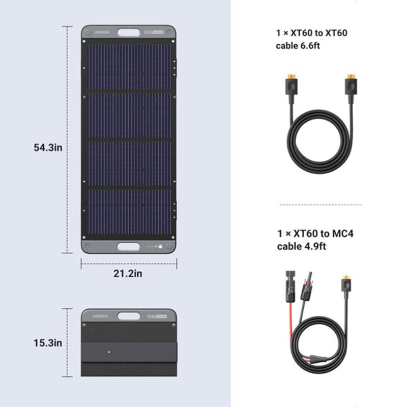 Panou solar portabil Ugreen, 100W, 19V, IP67, negru, 15113