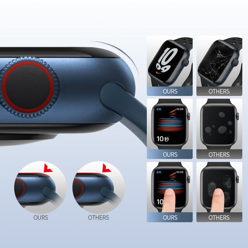 Folie Apple Watch 10 46mm cu aplicator Blueo High Molecule, negru