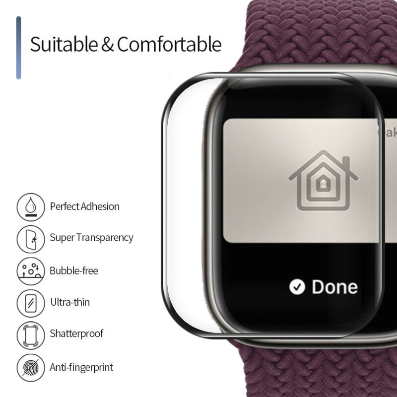 Folie Apple Watch 7 45mm cu aplicator Blueo High Molecule, negru