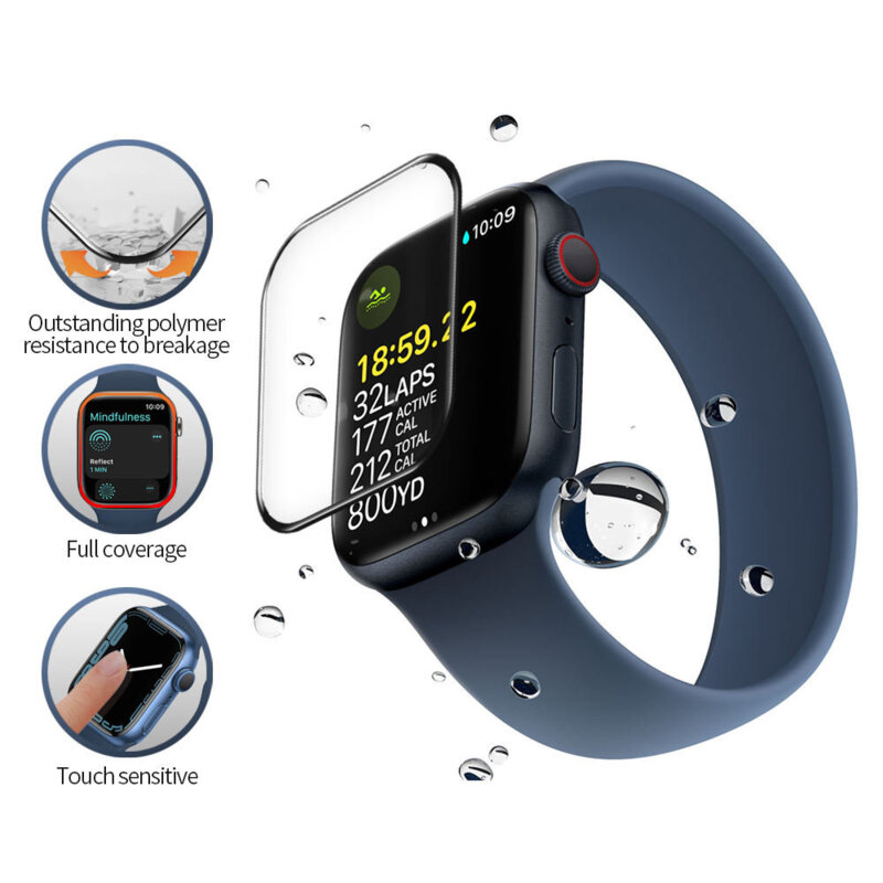 Folie Apple Watch 5 44mm cu aplicator Blueo High Molecule, negru