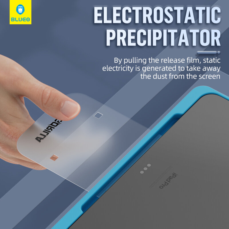 Folie iPad Air 11 (2024) cu aplicator Blueo HD Tempered Glass transparenta