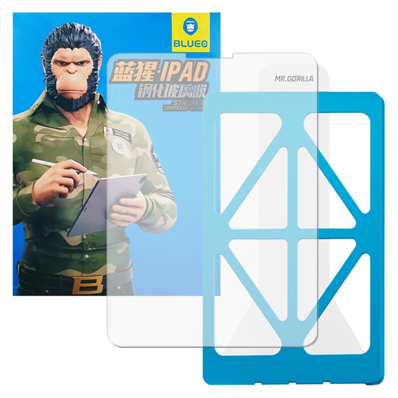 Folie iPad Pro 12.9 (2022) cu aplicator Blueo HD Tempered Glass transparenta