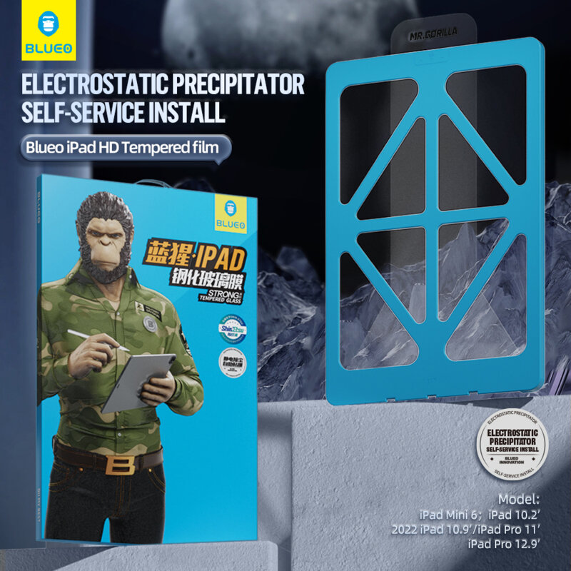 Folie iPad mini 7 (2024) cu aplicator Blueo HD Tempered Glass transparenta