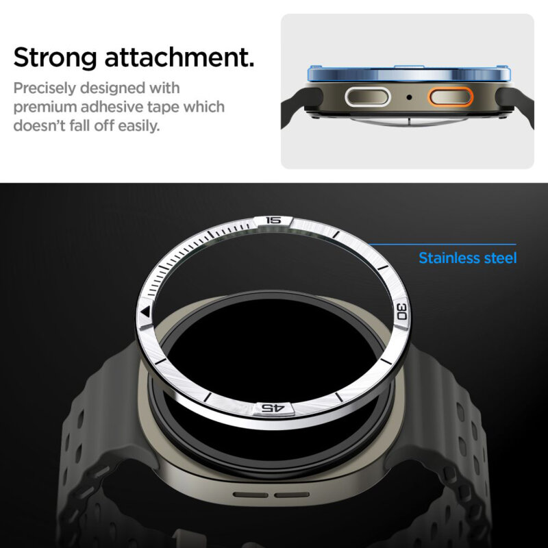 Rama protectie, bezel Samsung Galaxy Watch8 44mm Spigen, argintiu