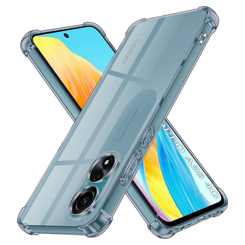 Husa Oppo A58 4G Techsuit Shockproof Clear Silicone, fumuriu