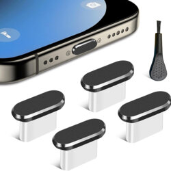 [Pachet 4x] Dop anti-praf pentru port Type-C Techsuit AD1, negru