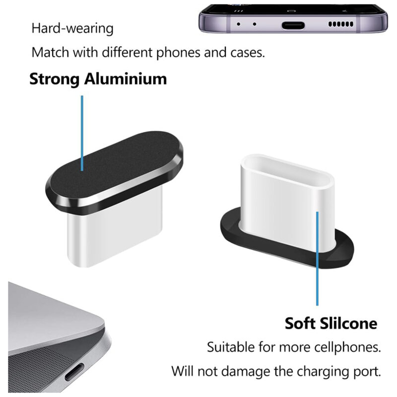 [Pachet 4x] Dop anti-praf pentru port Type-C Techsuit AD1, negru