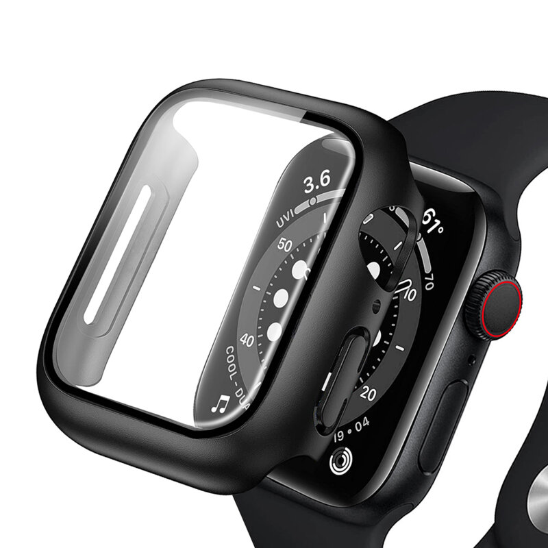 [Pachet 360°] Husa + folie Apple Watch 7 45mm ANANK Screen Guard, negru