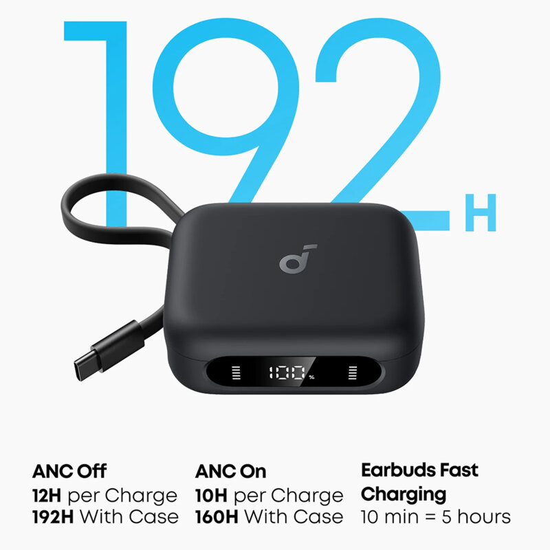 Casti wireless ANC, baterie externa Lightning Anker P41i, negru