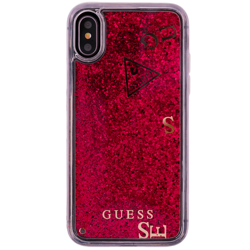 Bumper iPhone XS Guess Liquid Glitter- Red GUHCPXGLUFLRA