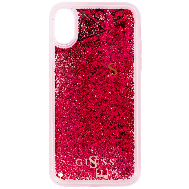 Bumper iPhone XS Guess Liquid Glitter- Red GUHCPXGLUFLRA