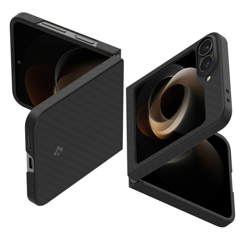 Husa Samsung Galaxy Z Flip7 FE Spigen Air Skin, negru aramid