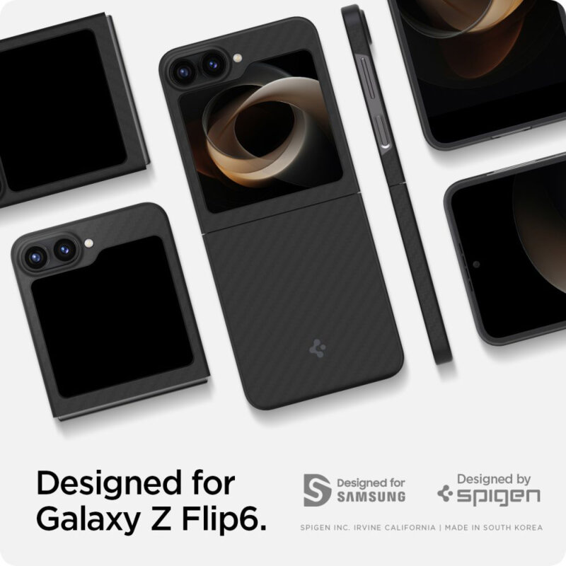 Husa Samsung Galaxy Z Flip7 FE Spigen Air Skin, negru aramid