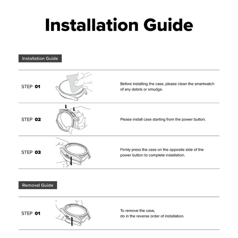 [Pachet 2x] Husa Samsung Galaxy Watch8 44mm Ringke Slim, clear/negru mat