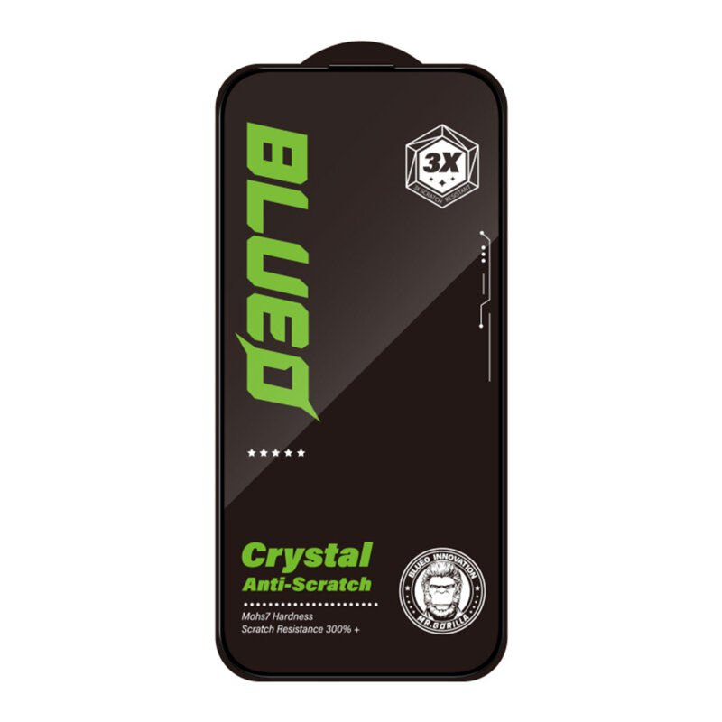 Folie iPhone 15 Blueo Crystal Anti-Scratch Glass, negru