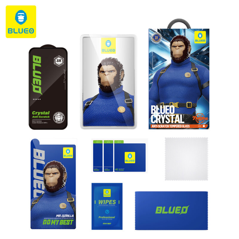 Folie iPhone 16 Blueo Crystal Anti-Scratch Glass, negru