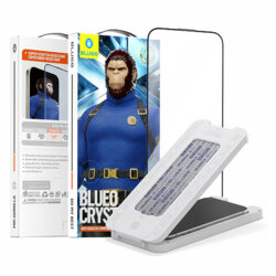 Folie iPhone 15 Pro Max cu aplicator Blueo Crystal Anti-Scratch Glass, negru